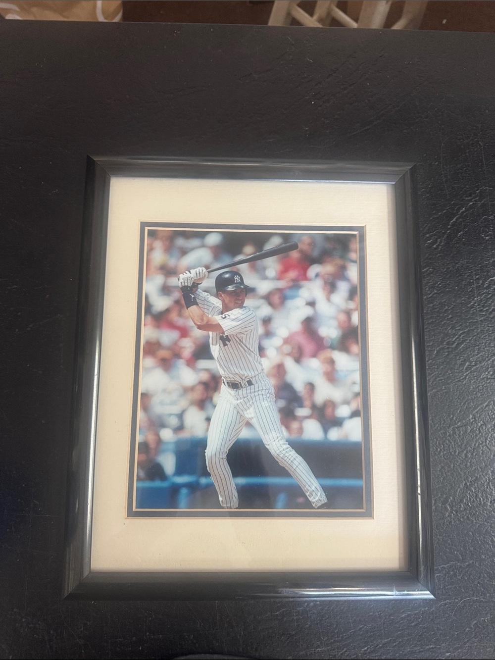 Framed Photo of Yankees Player Derek Jeter in Black matted Frame